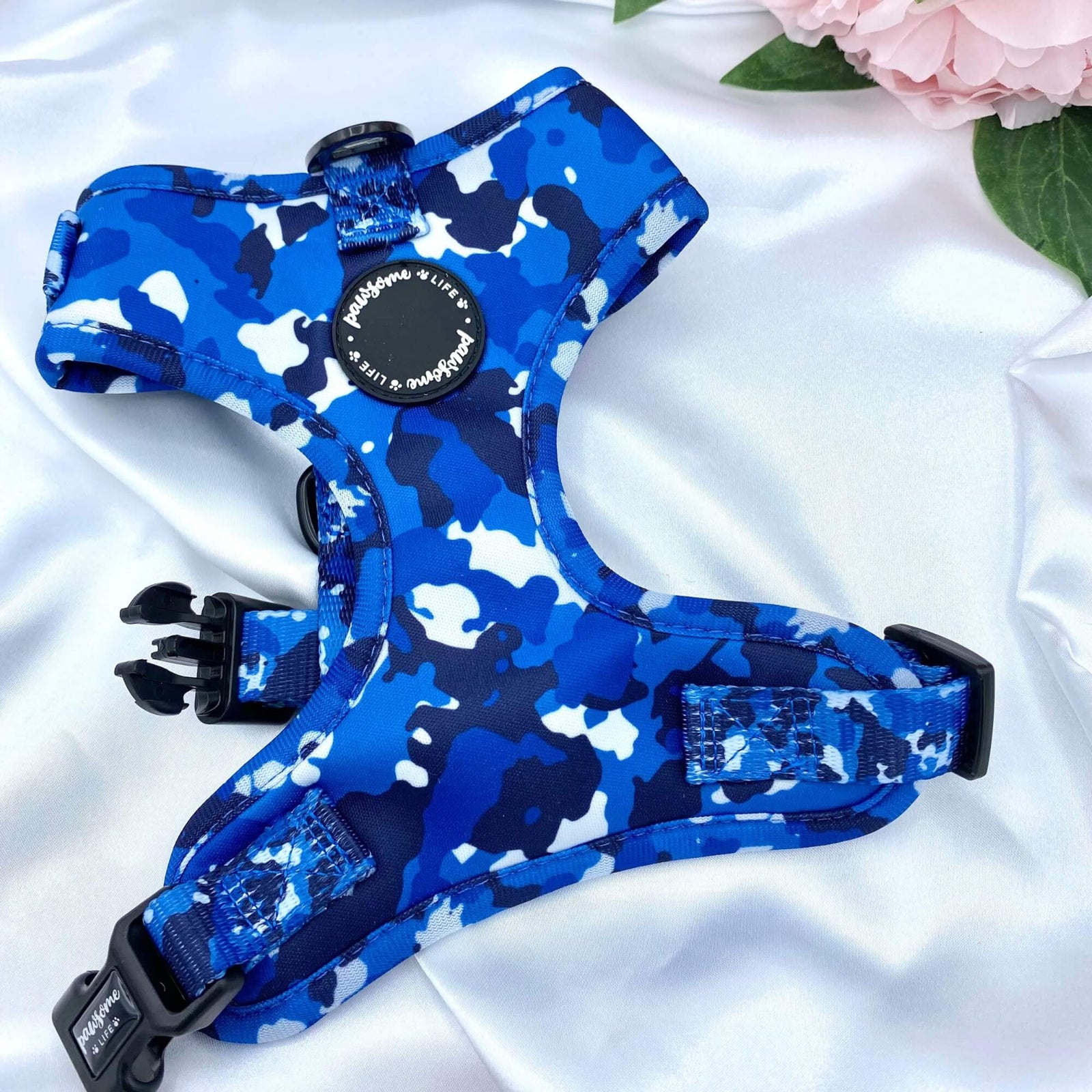 Designer Blue Camo Dog Harness Puppy Harness Adjustable Pawsome Life